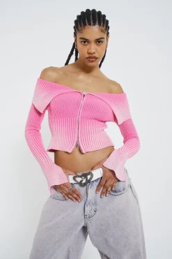 Jaded London Knitwear*Candy Pink Tribeca Knitted Top