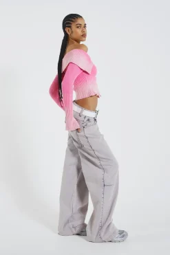 Jaded London Knitwear*Candy Pink Tribeca Knitted Top