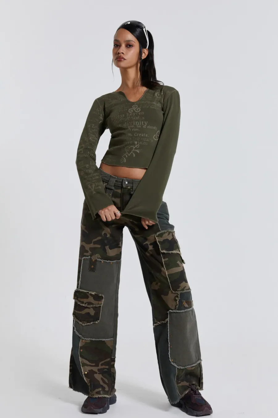 Jaded London Long Sleeve Tops*Celeste Notch Neck Long Sleeve Top