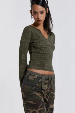 Jaded London Long Sleeve Tops*Celeste Notch Neck Long Sleeve Top
