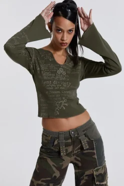 Jaded London Long Sleeve Tops*Celeste Notch Neck Long Sleeve Top