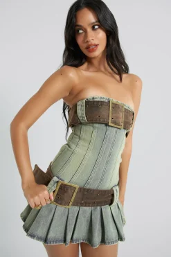 Jaded London Mini Dresses*Chelsea Denim Kilt Mini Dress