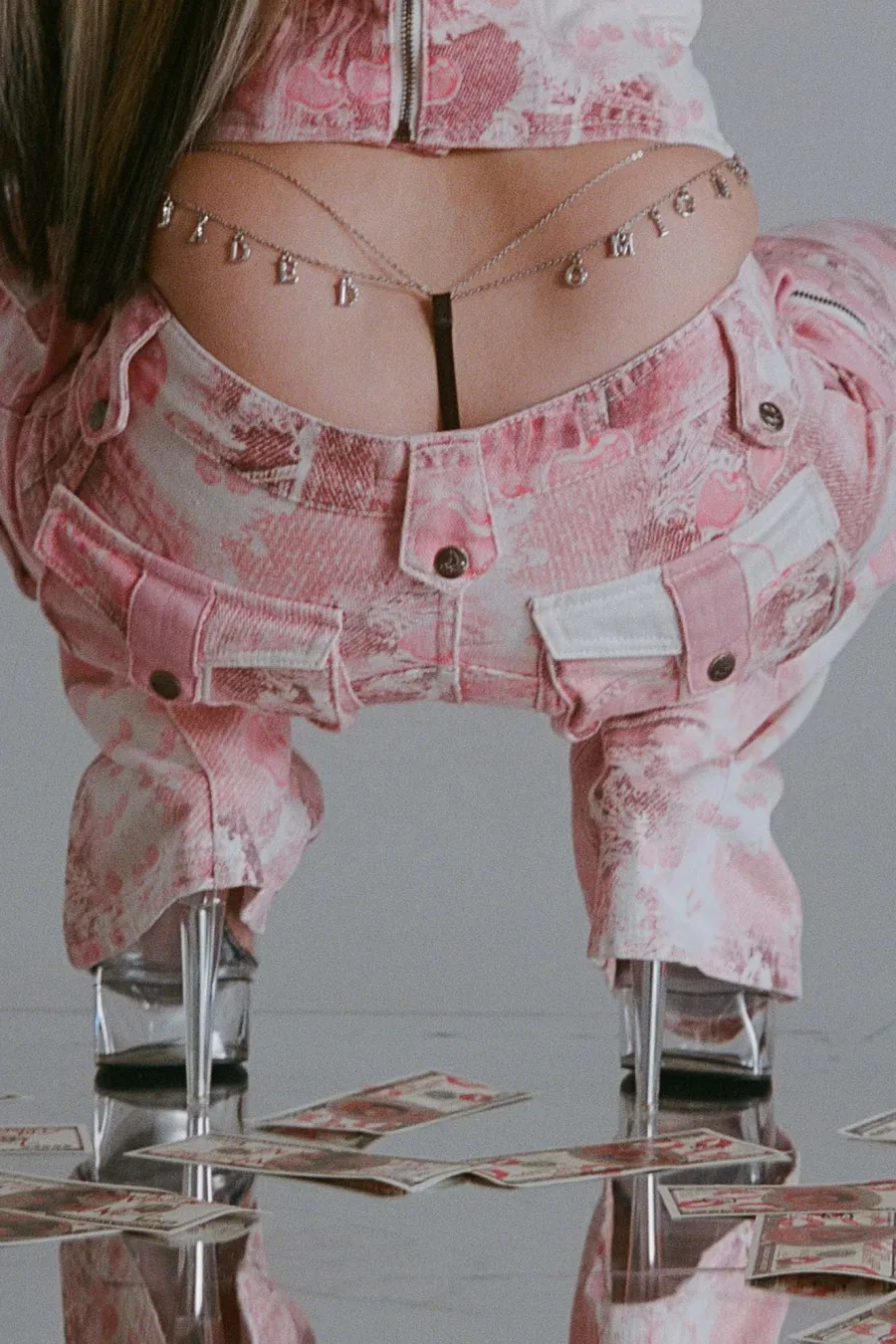 Jaded London Trousers*Cherry Babygirl Denim Cargo Trousers