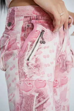 Jaded London Trousers*Cherry Babygirl Denim Cargo Trousers
