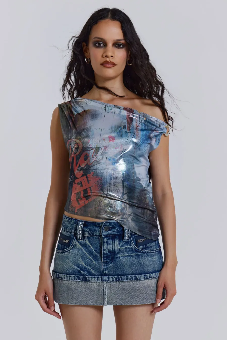 Jaded London Crop Tops*Dare To Drape Top In Cosmic Silver