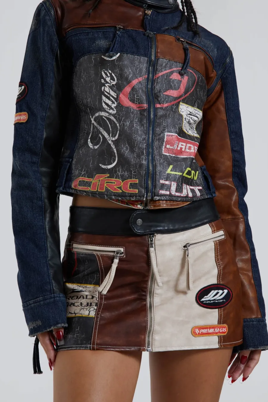 Jaded London *Daytona Zip Off Sleeve Moto Jacket