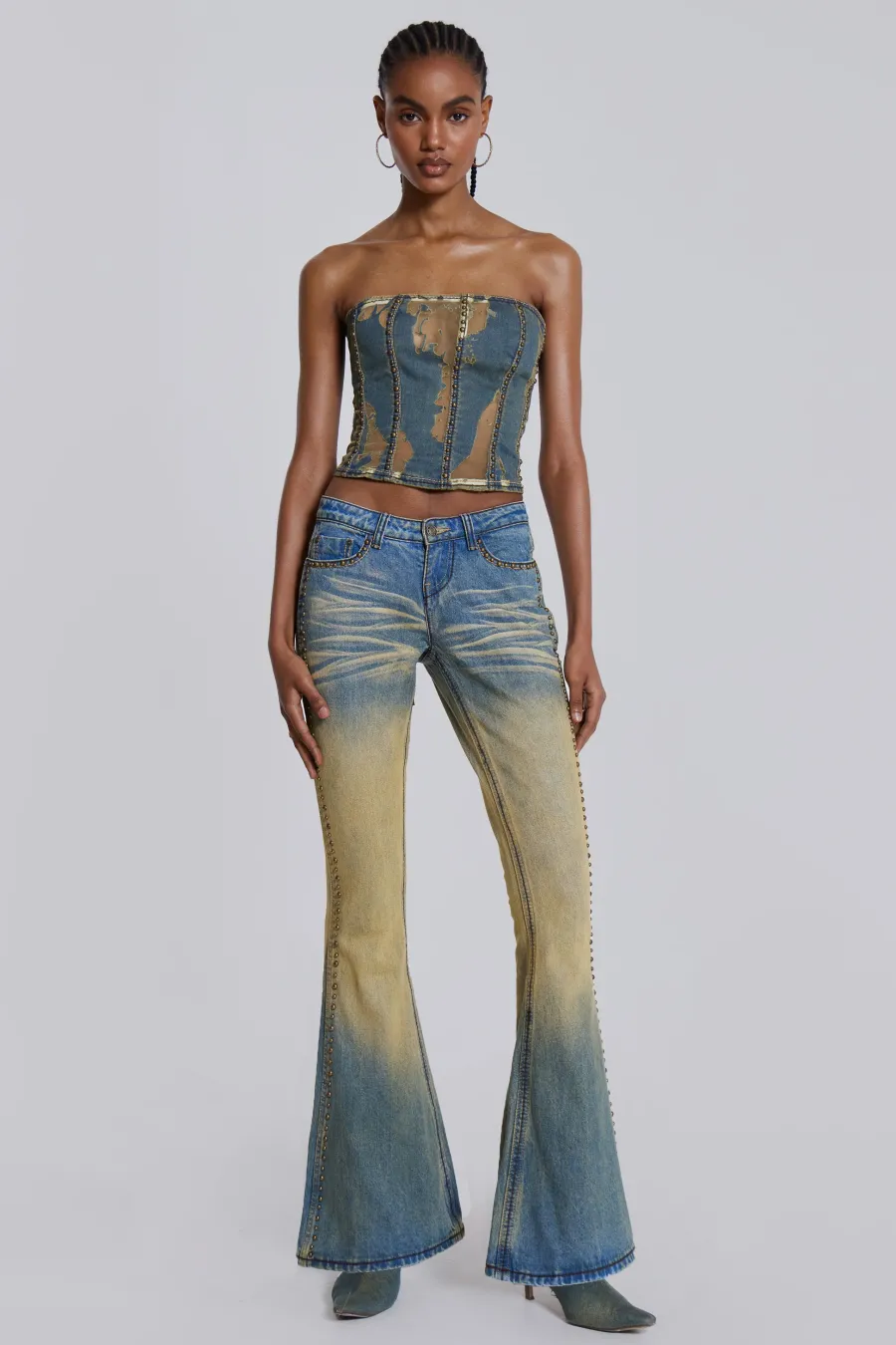 Jaded London Jeans*Demure Studded Flared Jeans