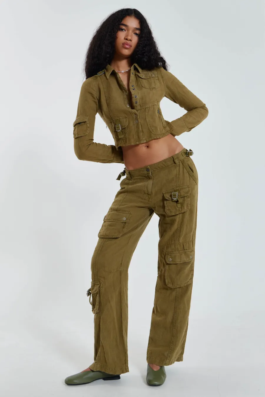 Jaded London *Devon Linen Cargo Trousers