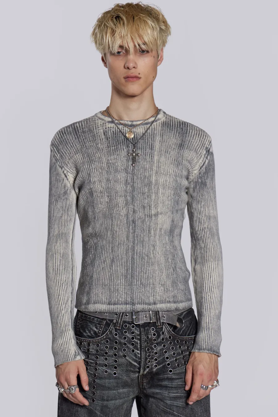 Jaded London Knitwear*Dirty White Scrape Knit