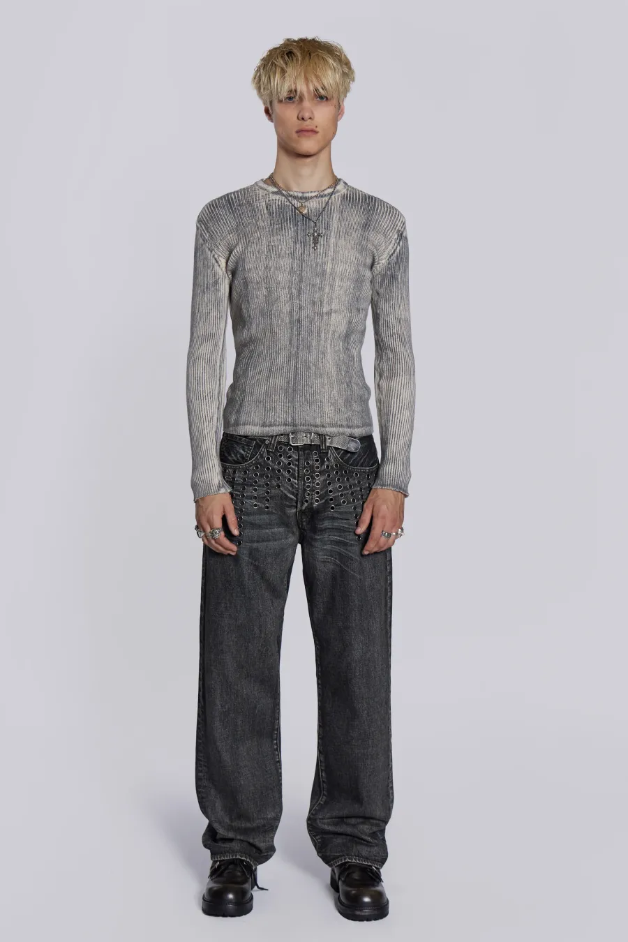 Jaded London Knitwear*Dirty White Scrape Knit