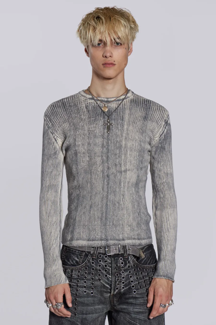 Jaded London Knitwear*Dirty White Scrape Knit