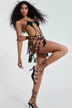 Jaded London Mini Dresses*Dusk Macrame Mini Dress With Beaded Trim