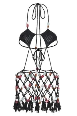 Jaded London Mini Dresses*Dusk Macrame Mini Dress With Beaded Trim