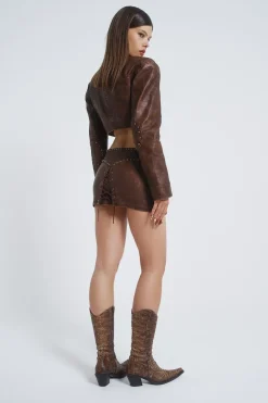 Jaded London *Easy Rider Faux Leather Micro Mini Skirt