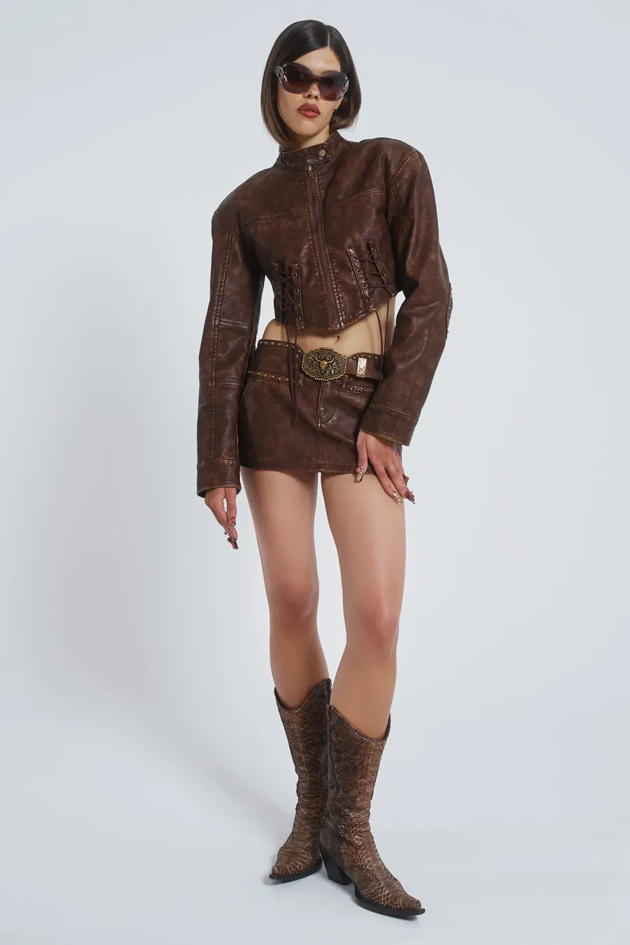 Jaded London *Easy Rider Faux Leather Micro Mini Skirt