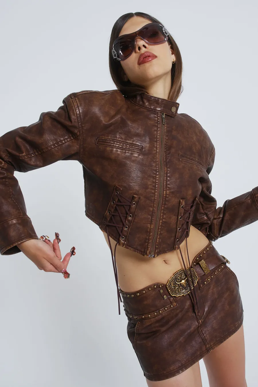 Jaded London *Easy Rider Faux Leather Micro Mini Skirt