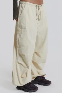 Jaded London Trousers*Ecru Parachute Cargo Pants