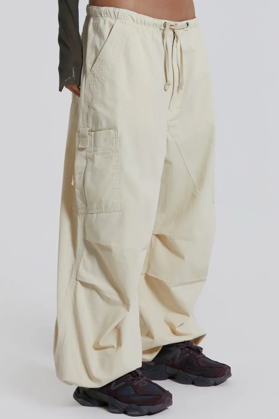 Jaded London Trousers*Ecru Parachute Cargo Pants