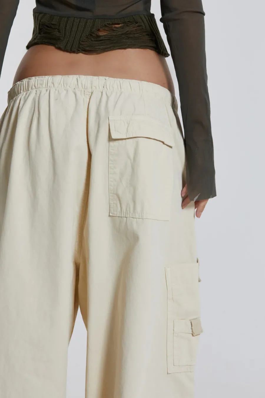 Jaded London Trousers*Ecru Parachute Cargo Pants