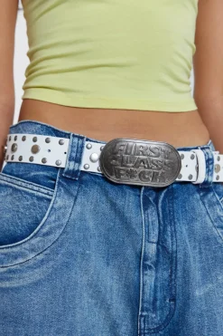 Jaded London *First Class White Leather Belt