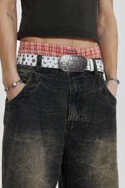 Jaded London *First Class White Leather Belt