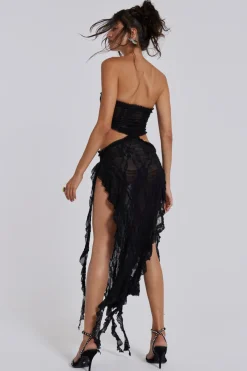 Jaded London Midi Dresses*Gaia Scrunch Lace Midi Dress In Black
