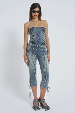 Jaded London Corsets*Get Riding 5 In 1 Detachable Denim Jumpsuit