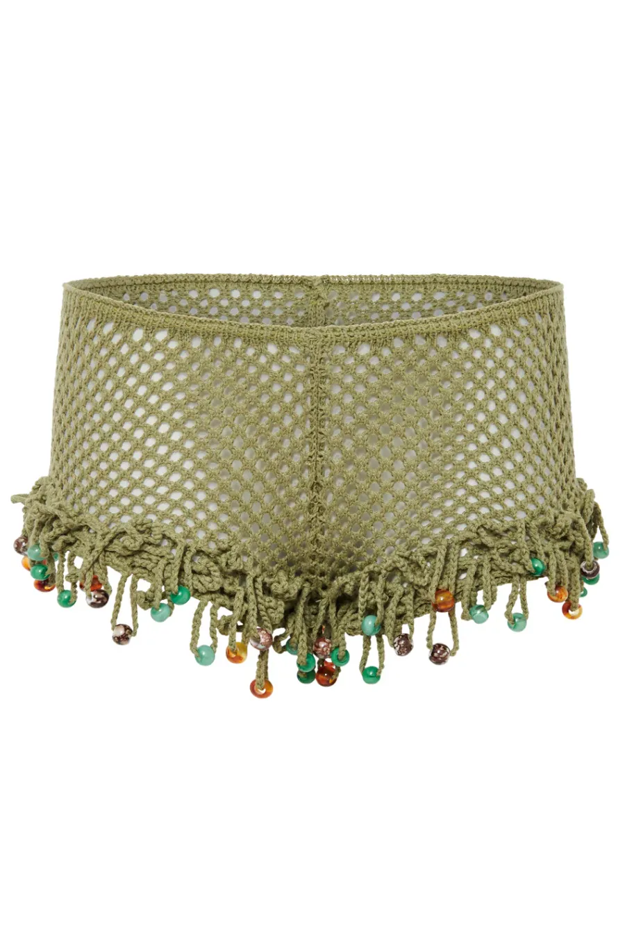 Jaded London Shorts & Jorts*Green Canary Knit Shorts With Beaded Trim