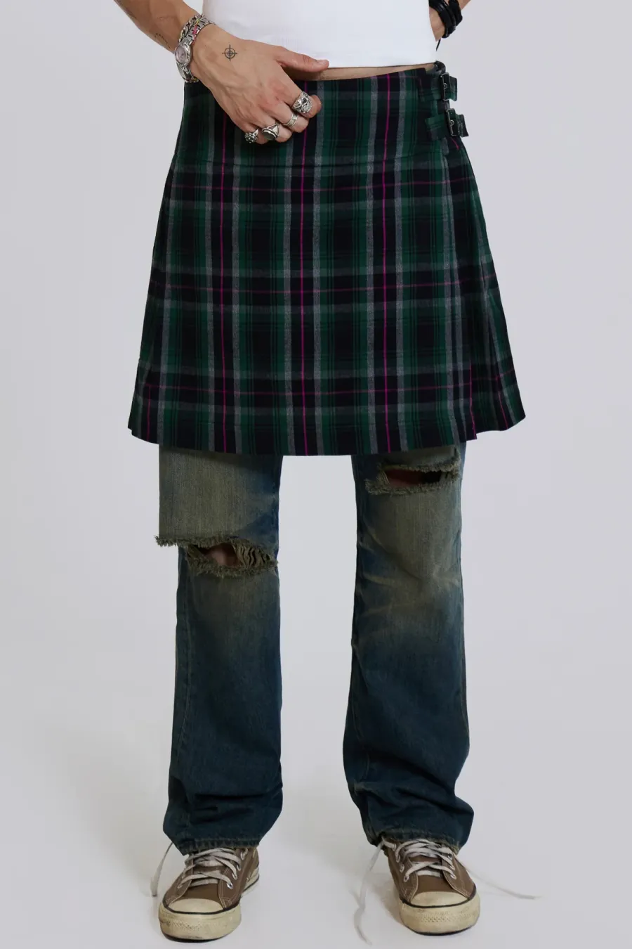 Jaded London Jeans*Green Check Mini Fraser Kilt