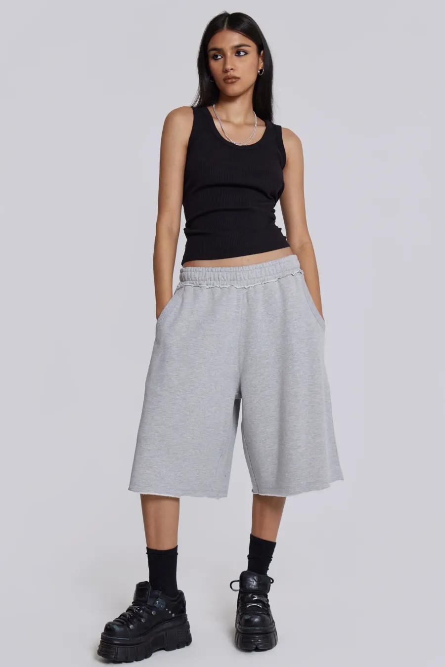 Jaded London Joggers*Grey Marl Colossus Jogger Shorts