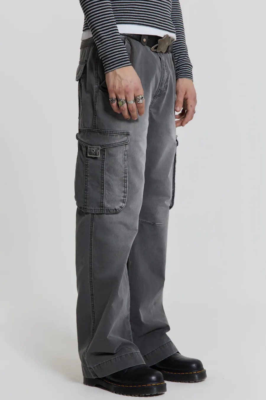 Jaded London Cargo Pants*Grey Slub Denim Cargos