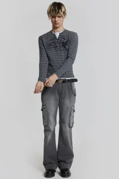 Jaded London Cargo Pants*Grey Slub Denim Cargos