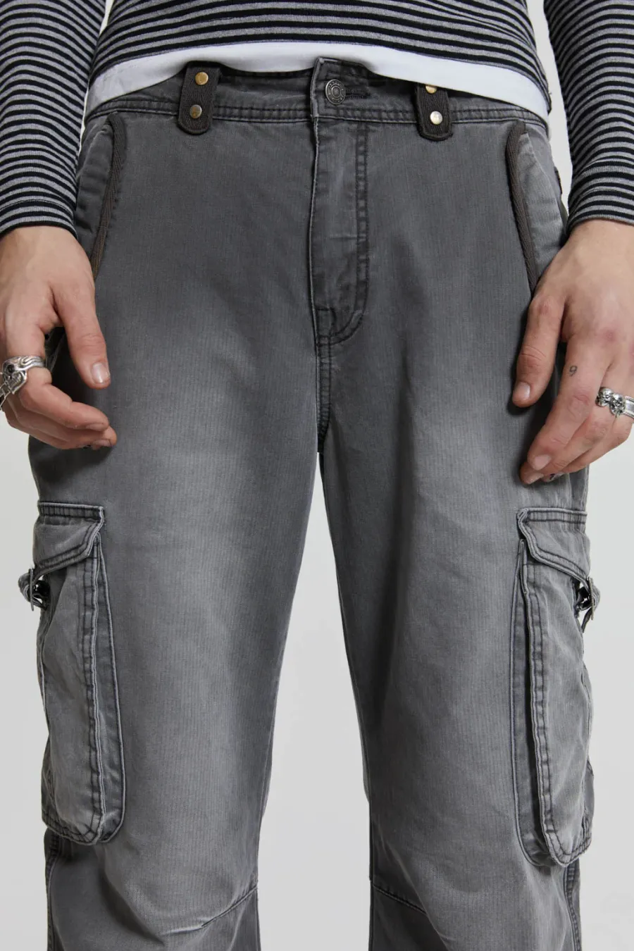Jaded London Cargo Pants*Grey Slub Denim Cargos