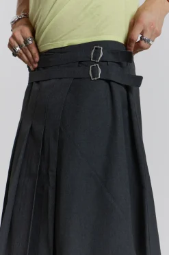 Jaded London Kilts*Grey Steel Pleated Skirt