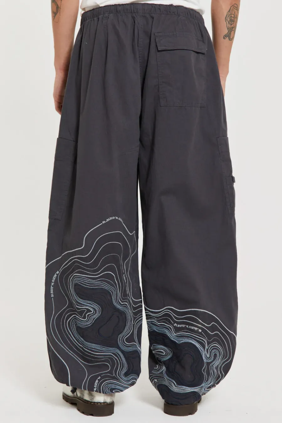 Jaded London Parachute Pants*Grey Topograph Parachute Pants