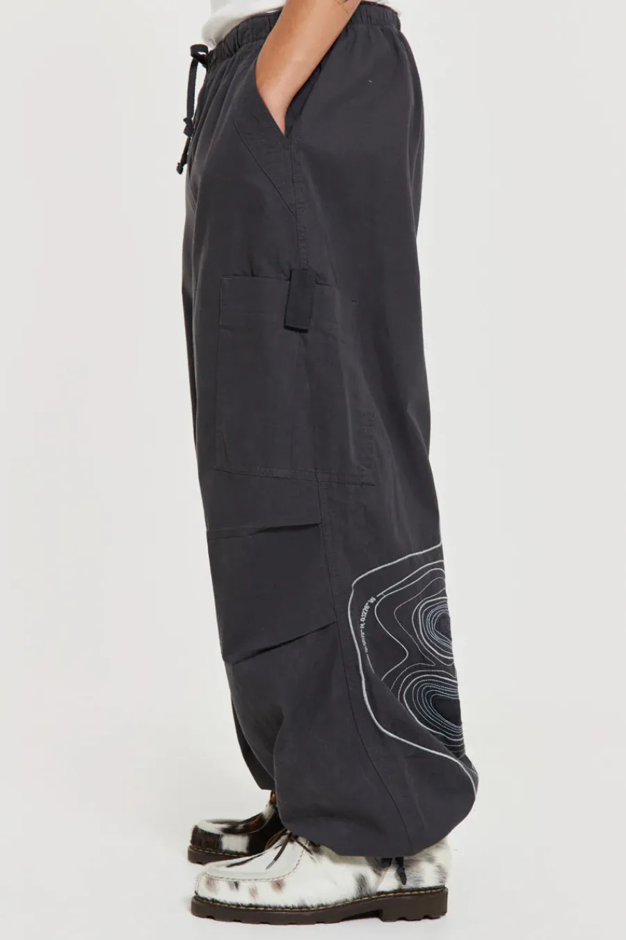 Jaded London Parachute Pants*Grey Topograph Parachute Pants