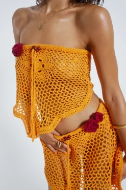 Jaded London Knitwear*Honolulu Asymmetric Crochet Boob Tube