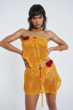 Jaded London Knitwear*Honolulu Asymmetric Crochet Boob Tube
