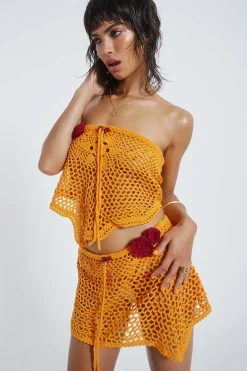 Jaded London Beach Skirts*Honolulu Asymmetric Crochet Mini Skirt