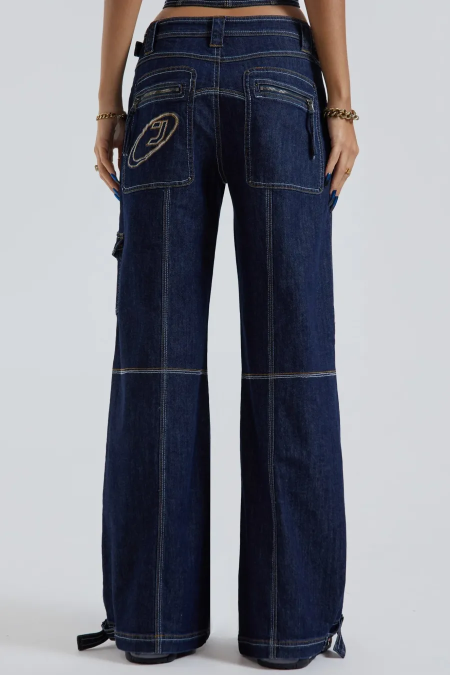Jaded London *Hudson Indigo Denim Wash Cargo Jeans
