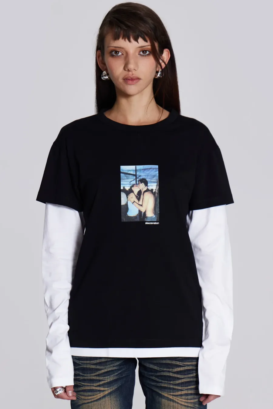 Jaded London T-Shirts*Ibiza Kiss Double Layer Tee