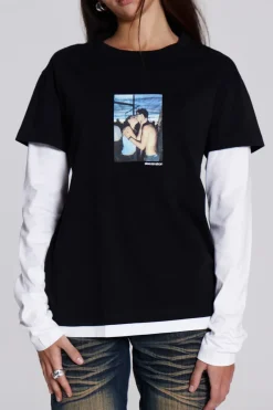 Jaded London T-Shirts*Ibiza Kiss Double Layer Tee