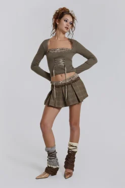 Jaded London *Juliette Check Satin Boxer Micro Mini Skirt
