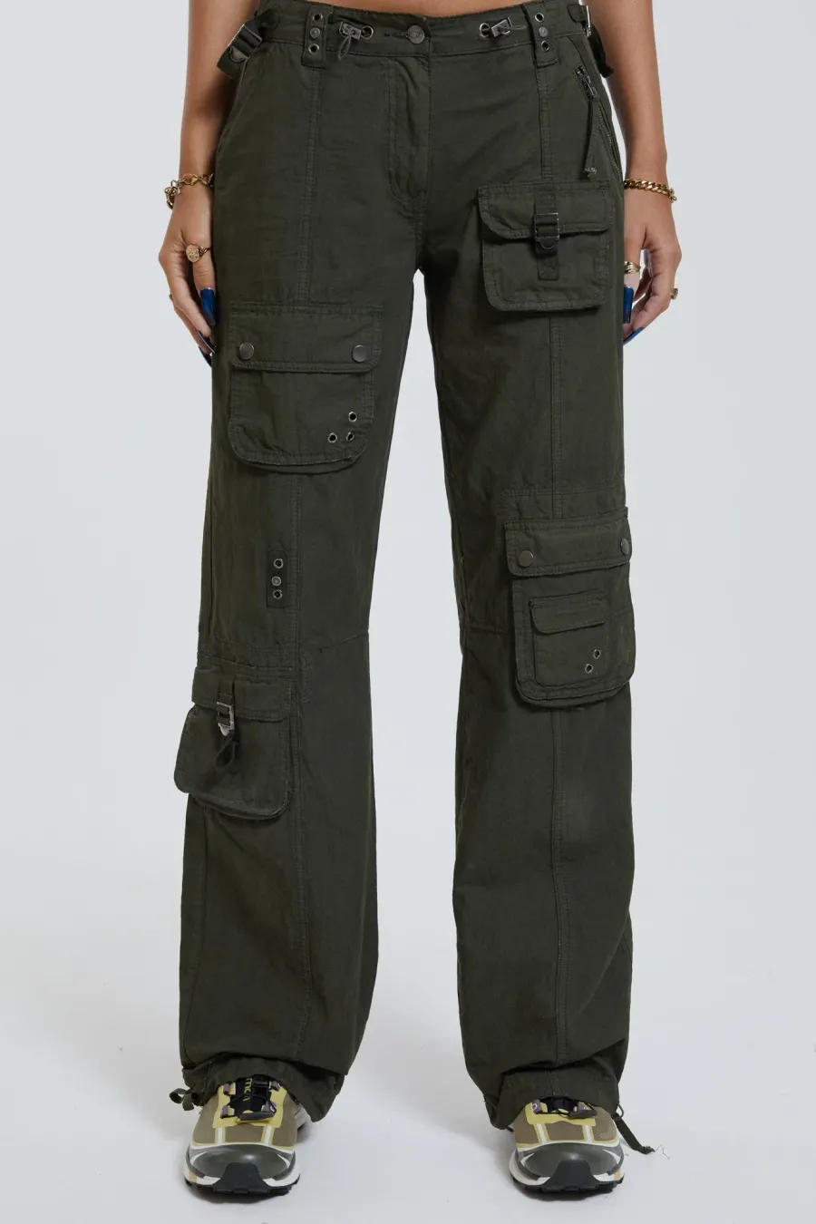 Jaded London Trousers*Khaki Low Rise Cargo Pants