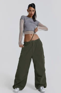 Jaded London Trousers*Khaki Parachute Cargo Pants