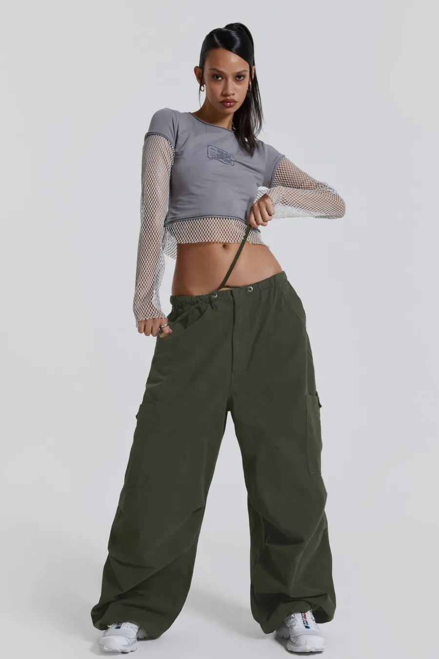 Jaded London Trousers*Khaki Parachute Cargo Pants