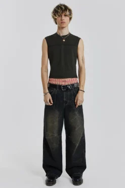 Jaded London Vests*Khaki Slub Tank