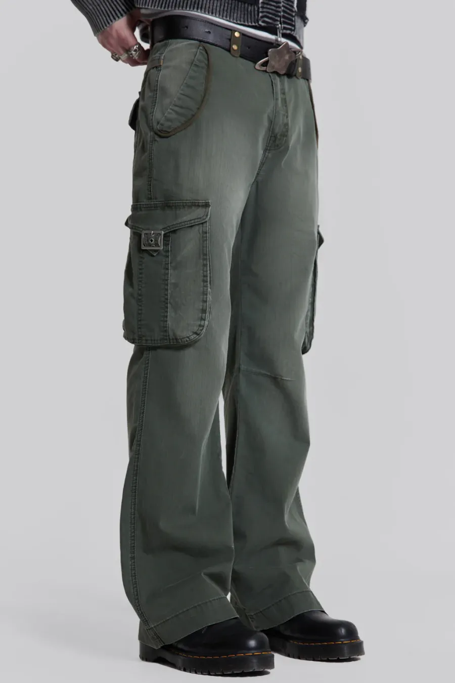Jaded London Cargo Pants*Khaki Straight Leg Cargo Trousers