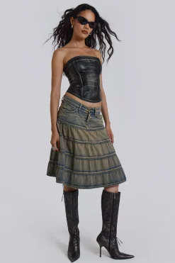 Jaded London Midi Skirts*Kutki Denim Midi Skirt