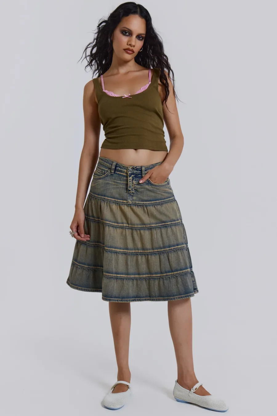 Jaded London Midi Skirts*Kutki Denim Midi Skirt